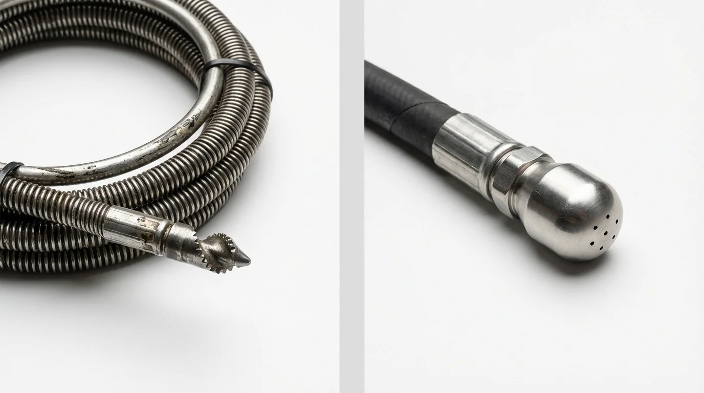 Drain snake cable and hydro jetting nozzle used for drain cleaning in Sulphur Springs, TX