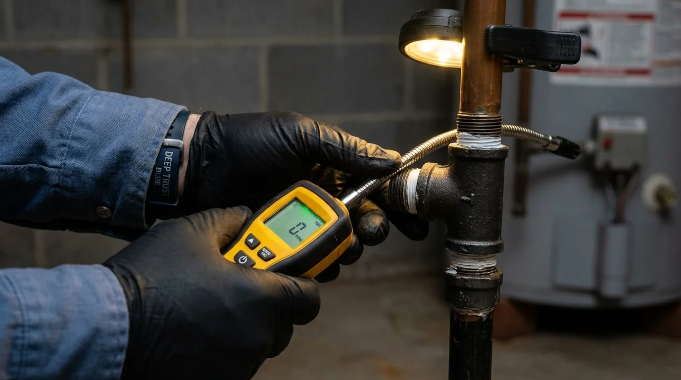 Gas leak detection with electronic sniffer by Johns Plumbing LLC in Sulphur Springs