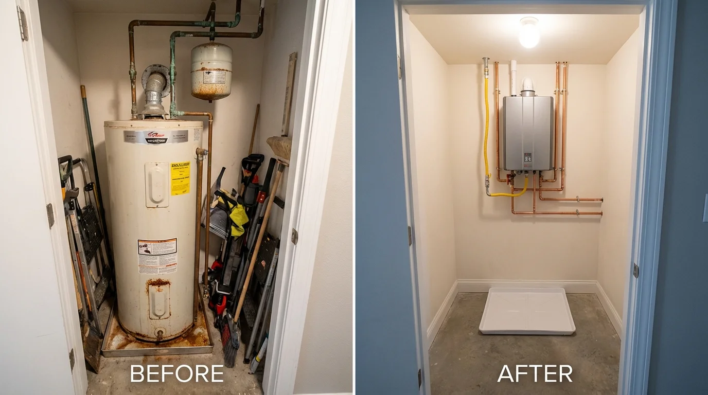 Tank water heater versus wall-mounted tankless unit comparison for Sulphur Springs, TX homeowners