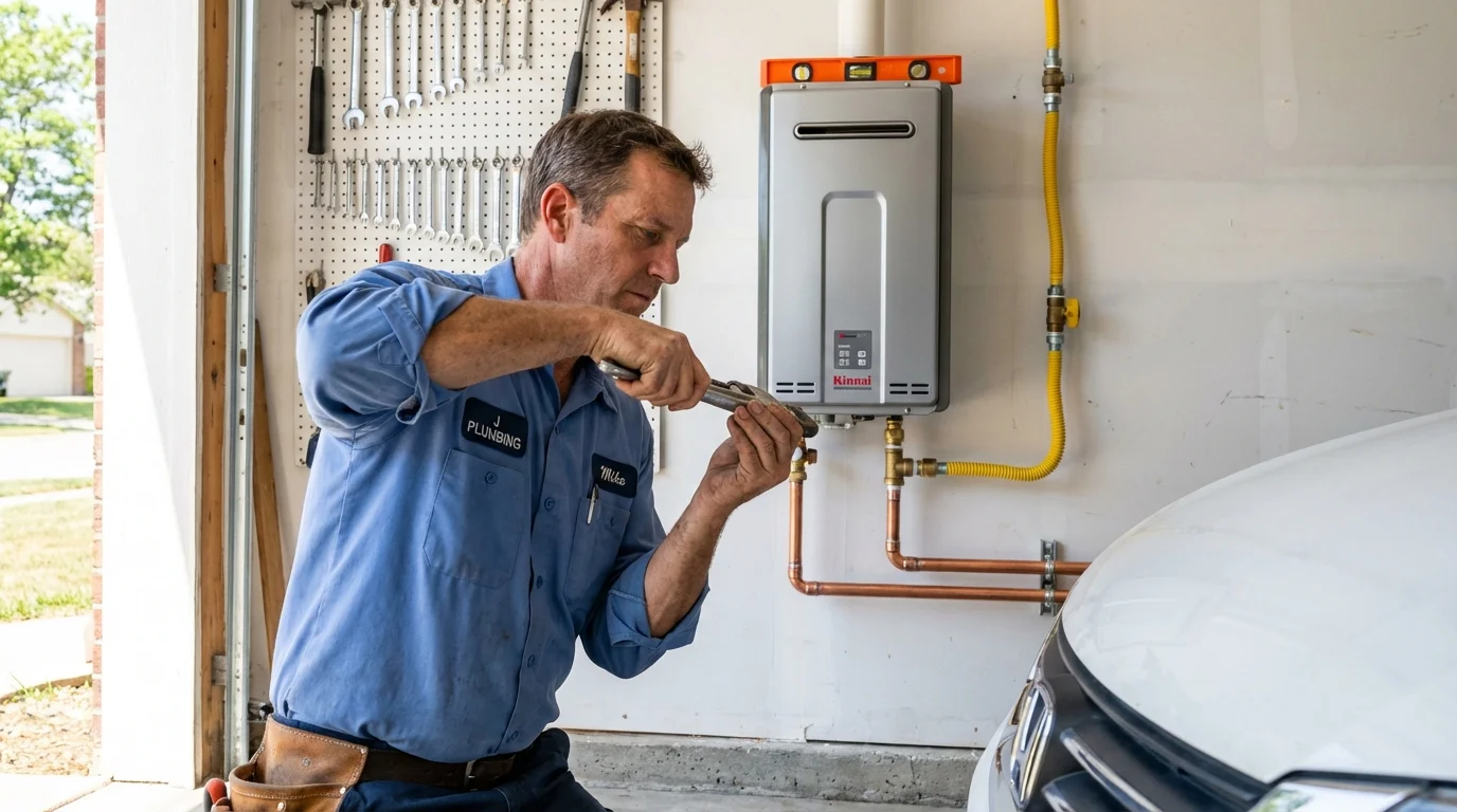 Tankless water heater installation by a Johns Plumbing LLC plumber in Sulphur Springs